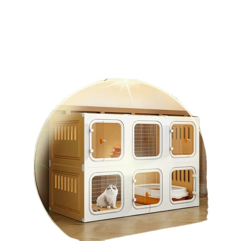 Nordic Home Indoor  House Luxury Cat Cages Super Large Free Space  Cage  Litter Box Integrated   Villa  Supplies