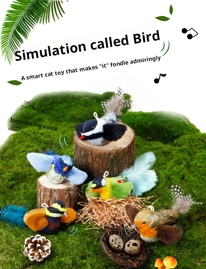 Pet cat toy simulation call bird sound plush toy cat self-hilarity relief artifact hanging automatic teasing cat