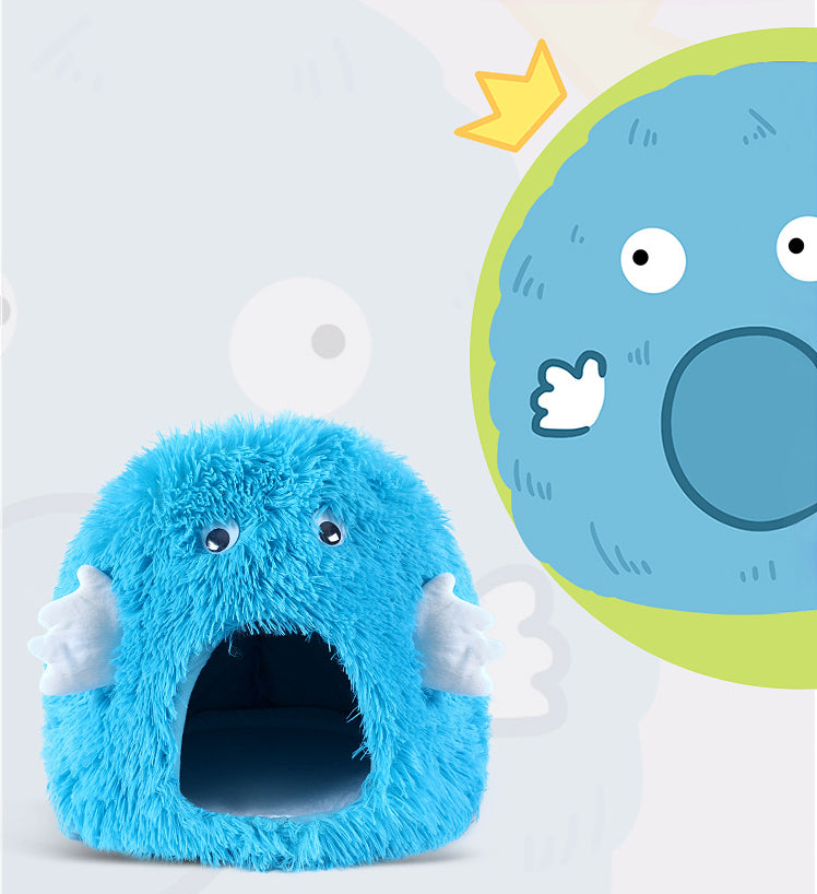 New Product Pet Bed Winter Warm Cat's Nest Plush Monster Pet Villa Detachable Washable Semi Enclosed Cats Den Cartoon Pets House