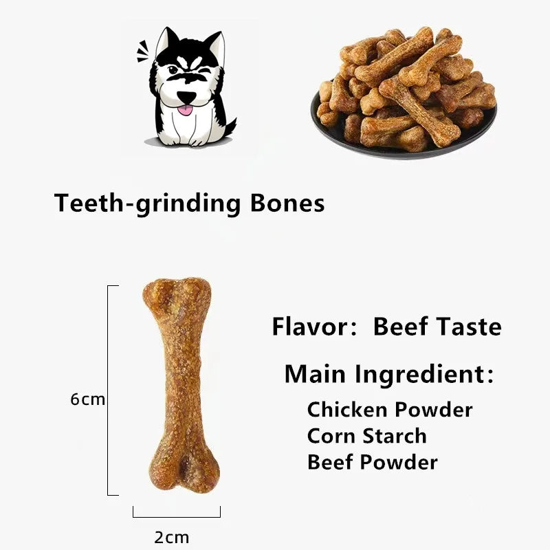 Dog Teeth-grinding Bones for Reducing Tartar Freshening Breath Preventing Ripping Clothing Beef-flavored Chew Toy Healthy Snacks