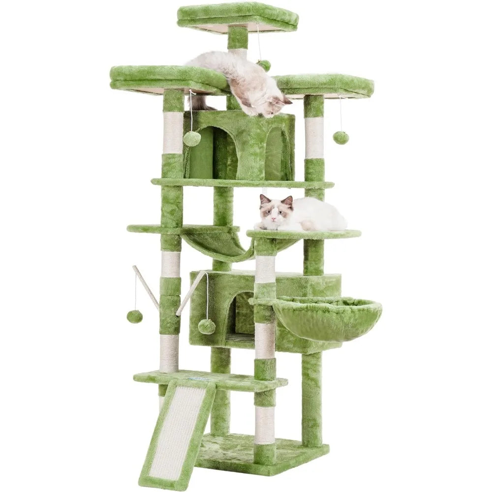 Hey-brother Cat Tree, 71 inches XL Large Cat Tower for Indoor Cats, Multi-Level Cat House with 3 Padded Perches, Big