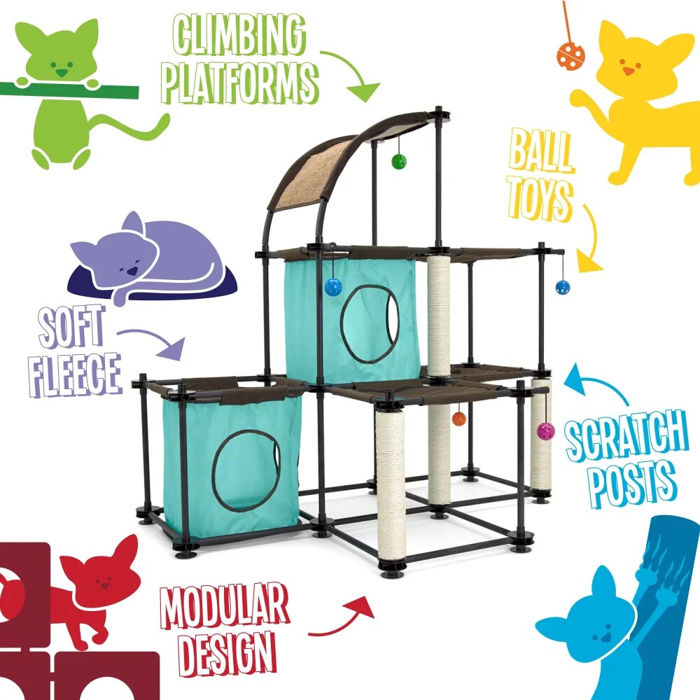 Kitty City Indoor Mega Kit Cat Furniture, Cat Scratcher cat tree  cat tower  cat shelf  cat tree  cat tower