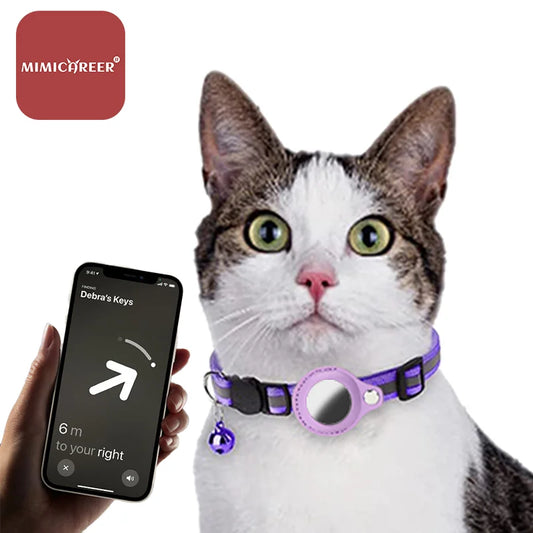 For Airtag Tracker Cat Collars With GPS Positionable Reflective With Bell Pet Locator Necklaces Cats Safe Anti-lost Accessories