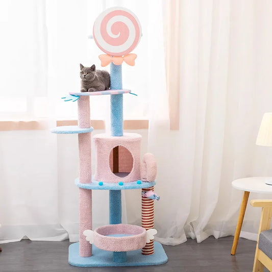 Plush Large Stairs Cat Tower Sofa Scratcher Tree Tunnel Interactive Toy Cat Villa Climbing Accessoire Chat Pet Furniture LJ50CS