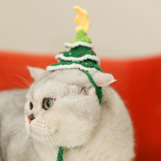 Fashion Christmas Tree Cat Hat Pet Headwear