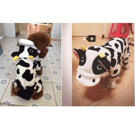Cozy Cow Pet Costume Sweater - Warm Winter Clothing For Dogs And Cats