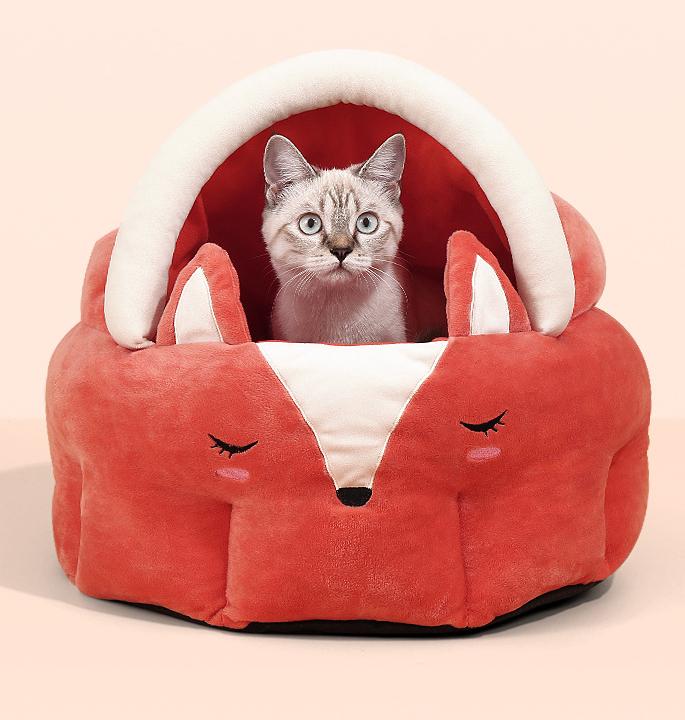 Funny Fox Shape Pet Cat Bed House Cozy Dog Cat Mat Bed Warm Durable Portable Pet Basket Kennel Dog Cushion Cat Supplies