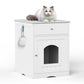 Wooden Pet House Cat Litter Box Enclosure with Drawer Side Table