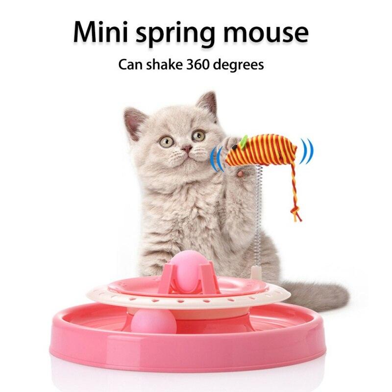 Pet Cat Toys Turntable Spring Mouse Toy Plastic Cat Funny Crazy