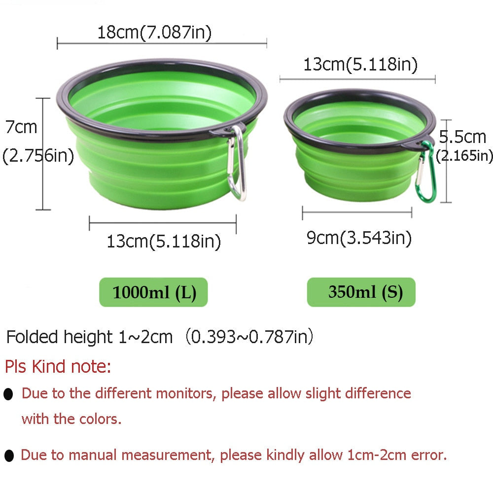 1000ML Pet Bowl Folding Silicone Travel Dog Bowls Walking Portable Water Bowl For Small Medium Dogs Cat Bowls Pet Eating Dishes - Go Bagheera