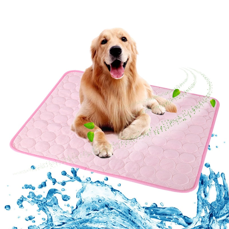 Pet Pad Summer Cooling Mat Dog Beds Mats Blue Pet Ice Pad Cool  Cold Silk Moisture-Proof  Cooler Mattress Cushion Puppy - Go Bagheera