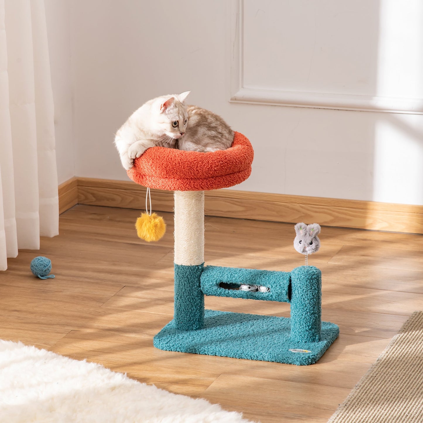 PawHut Cat Tree with Removable Bed Scratching Post Interactive Kitten - Go Bagheera