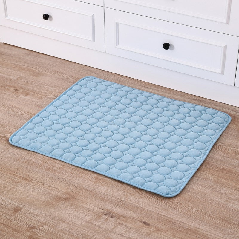 Pet Pad Summer Cooling Mat Dog Beds Mats Blue Pet Ice Pad Cool  Cold Silk Moisture-Proof  Cooler Mattress Cushion Puppy - Go Bagheera