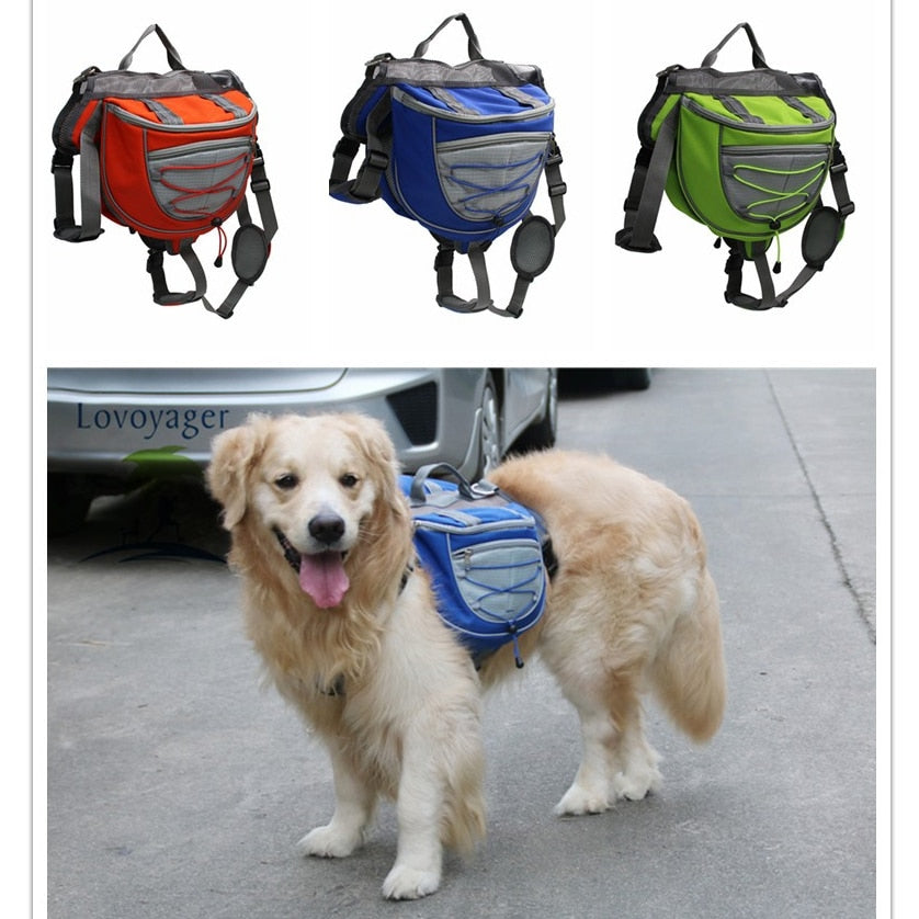 High quality pet accessories waterproof Adjustable nylon Pet Backpack Dog saddle Bag For Large Dog hiking travel - Go Bagheera