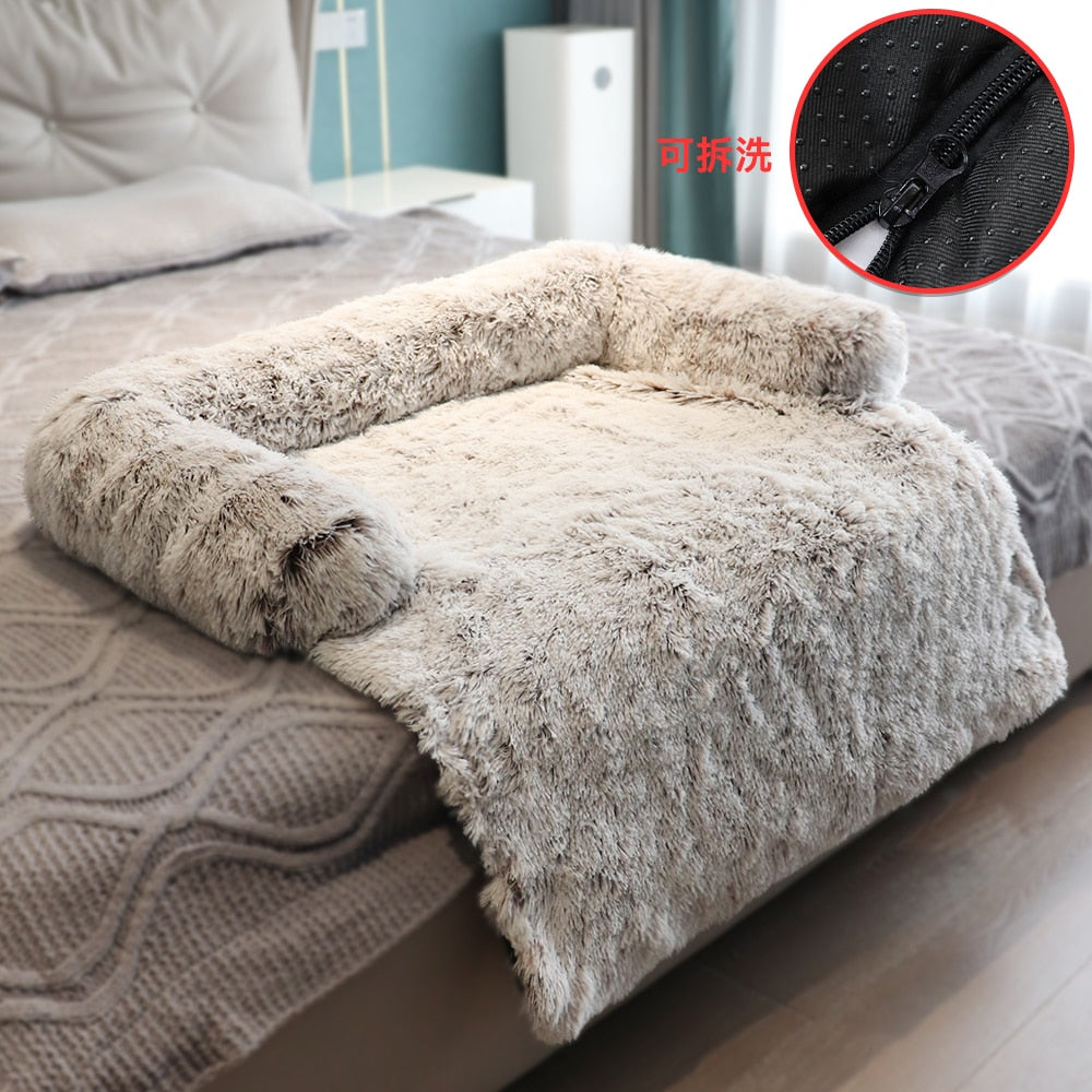 Winter Large Dog Sofa Bed with Zipper Dogs Bed Removable Cover Plush Kennel Cat Beds Mats House Sofa Bed Mat for Large Dog - Go Bagheera