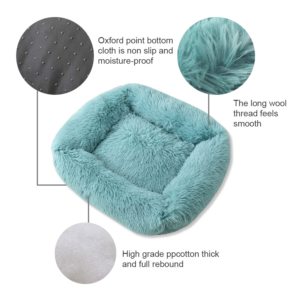 Square Dog Bed Long Plush Solid Color Pet Beds For Little Medium Large Pets Super Soft Winter Warm Sleeping Mats For Dogs Cats - Go Bagheera