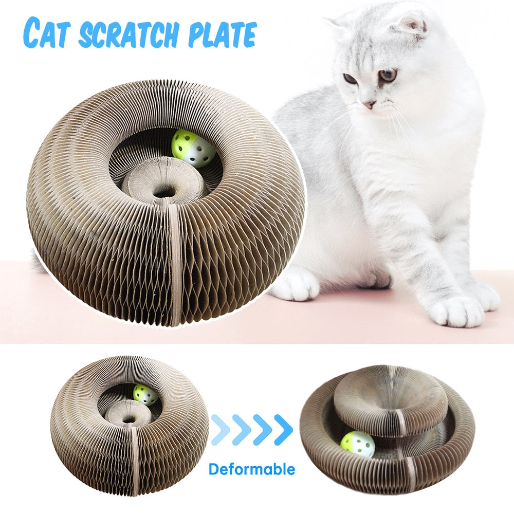 Magic Organ Cat Scratch Board Cat Toy with Bell Cat Grinding Claw Cat Climbing Frame Round Corrugated Cat Litter Cat Scratch Toy - Go Bagheera