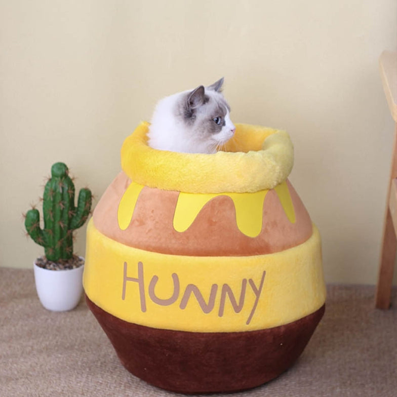 Honey Pot Cat Nest Cartoon Cat Bed House Cave Lounger For Cats Kittens Puppy Kennel Warm Closed Box Cute Pet Sleep Bag Small Dog - Go Bagheera